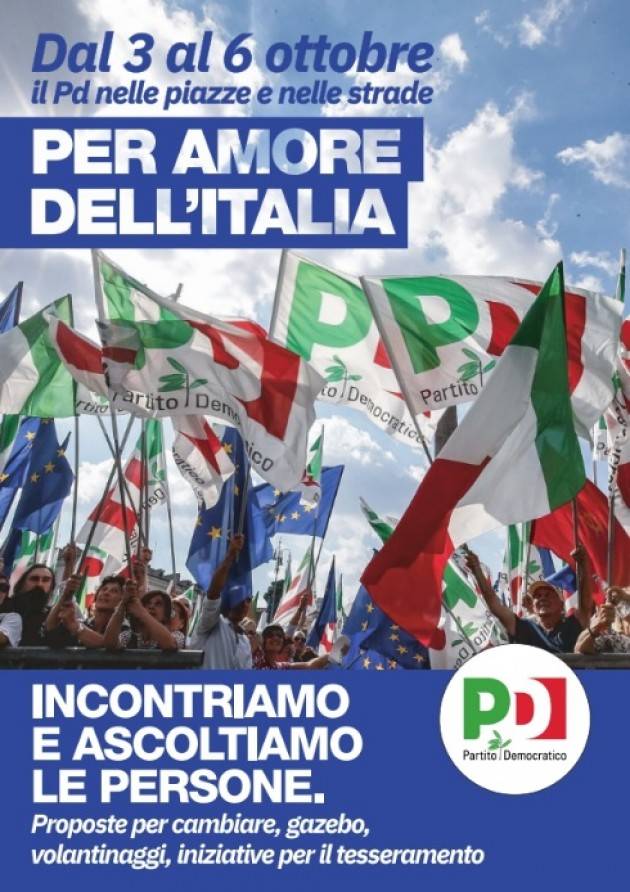 Cremona Vittore Soldo (PD):  dal 3 al 6 ottobre il PD in piazza per ascoltare i cittadini