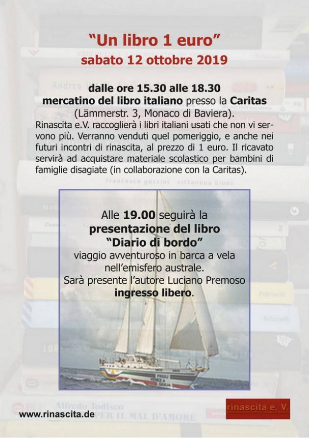 Monaco di Baviera Rinascita.de Invita al mercatino del libro italiano 'Un libro  1 euro' il