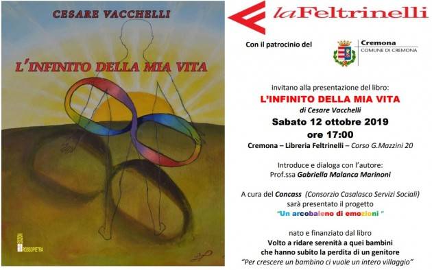 L’INFINITO DELLA MIA VITA  di Cesare Vacchelli  si presenterà alla Feltrinelli di Cremona il 12 ottobre