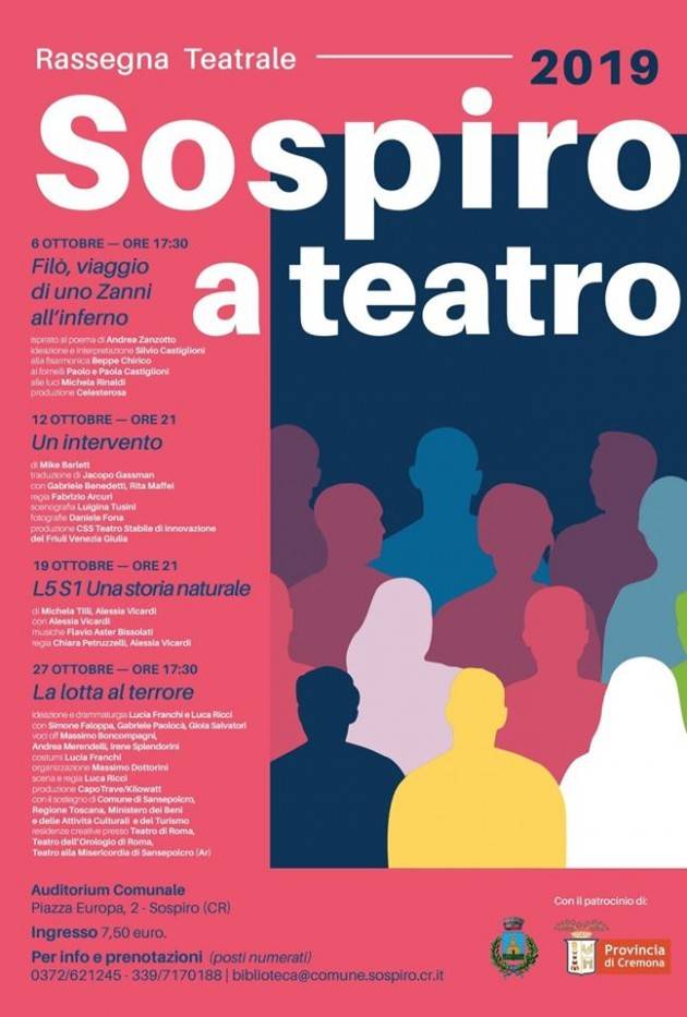 Cremona Sospiro a Teatro . Il 12 ottobre il 2° appuntamento con ‘Un intervento’