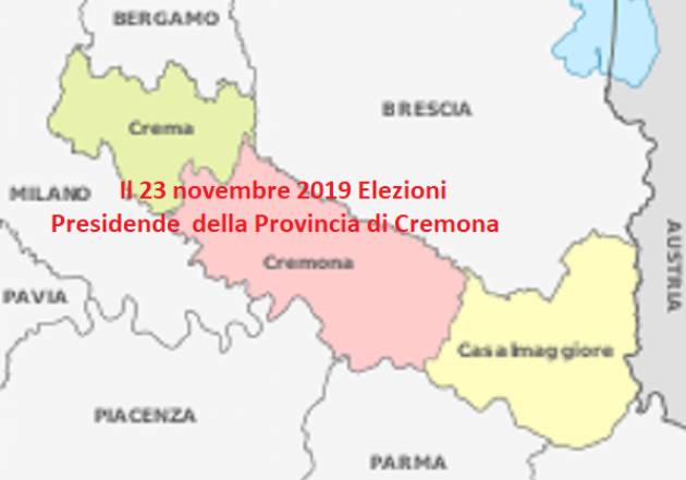 IL 23 NOVEMBRE 2019 NUOVE ELEZIONE DEL PRESIDENTE DELLA PROVINCIA DI CREMONA