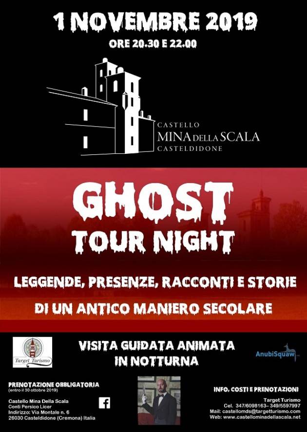 Casteldidone (Cremona) GHOST TOUR NIGHT 2019  Visite animate in notturna, il mistero al Castello Mina Della Scala