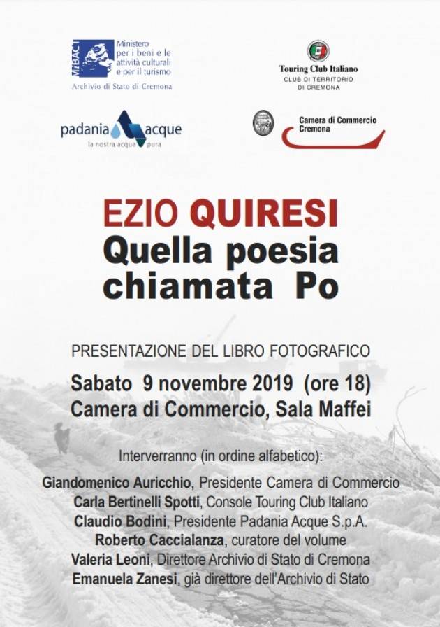 Cremona  EZIO QUIRESI Quella poesia chiamata Po PRESENTAZIONE DEL LIBRO FOTOGRAFICO