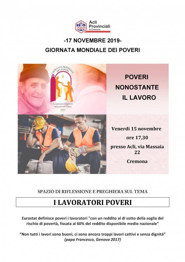 Acli. Giornata mondiale dei poveri