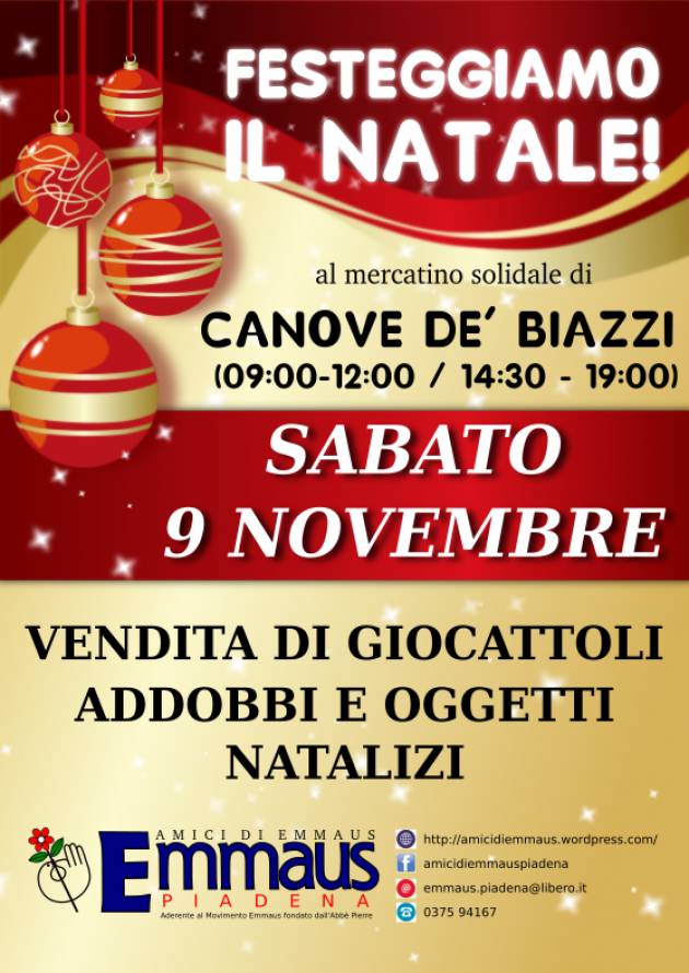 Addobbi Natalizi 202016.Piadena Emmaus In Vista Di Santa Lucia E Del Natale Vendita Speciale Di Giocattoli Addobbi E