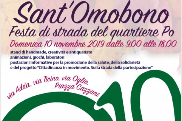 Il 10 novembre c’è Sant’Omobono Festa di Strada di Quartiere Po