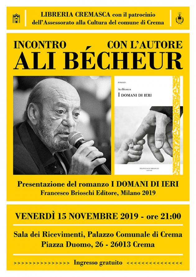 Libreria Cremasca Incontro con l'autore Ali Bécheur venerdì 15 novembre alle ore 21