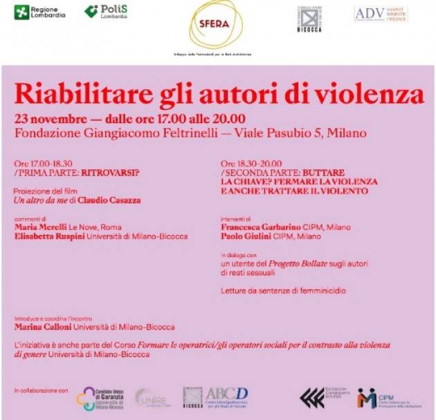 Milano Riabilitare gli autori di violenza