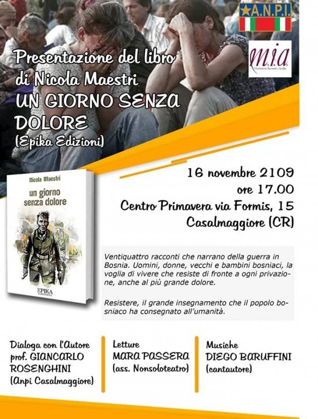 Casalmaggiore Presentazione libro ‘Un giorno senza dolore’ di Nicola Maestri