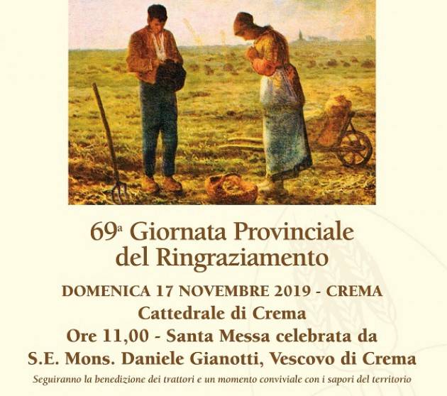 Crema Agricoltura in festa Coldiretti: Domenica 17 novembre Giornata provinciale Ringraziamento Duomo