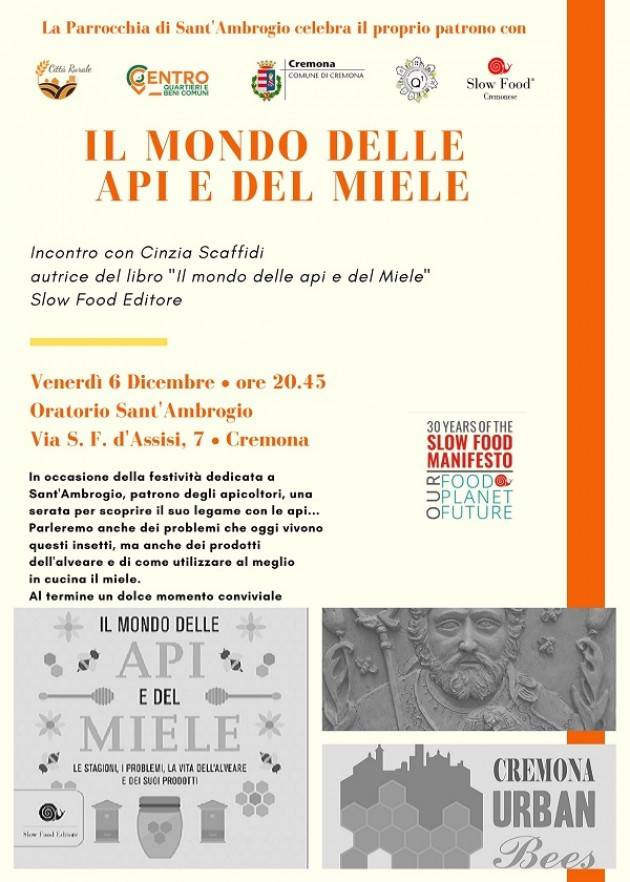 Cremona Il mondo delle api e del miele. Venerdi 6 dicembre ore 20.45