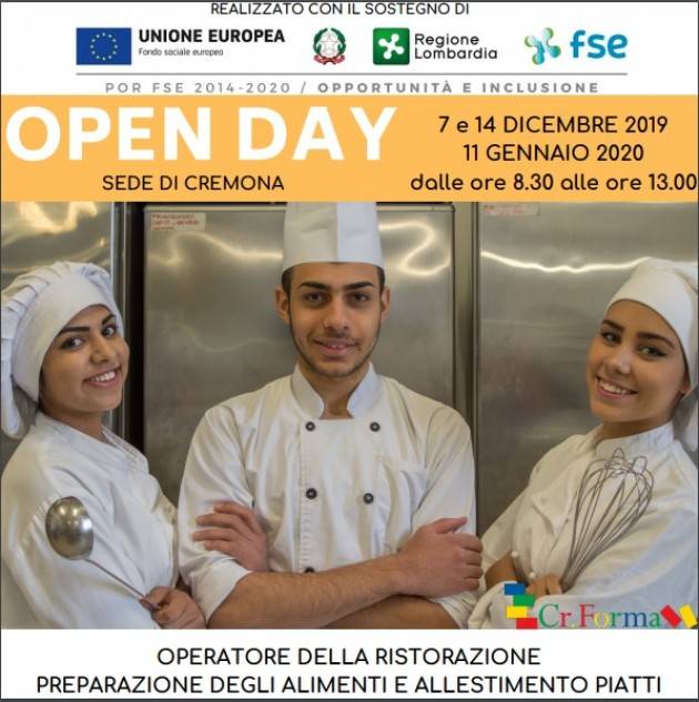 Cremona 14 Dicembre – OPEN DAY a CR.FORMA