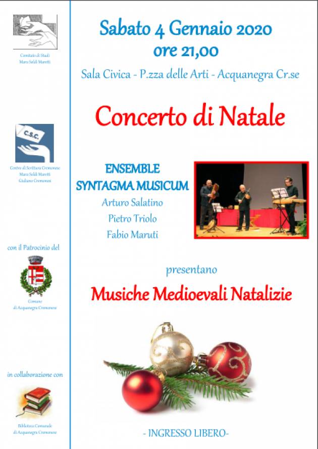 Concerto di Natale ad Acquanegra Cremonese il 4 gennaio