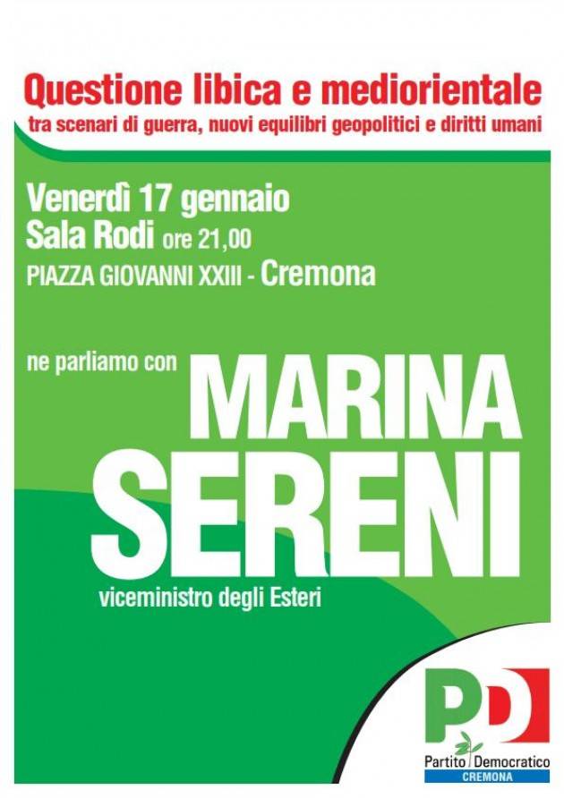 PD Cremona Questione Libica  Incontro con Marina Sereni - viceministro degli Esteri il 17 gennaio