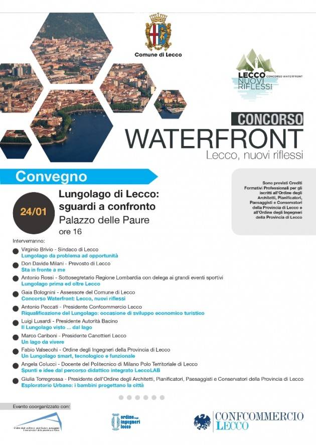 Venerdì 24 gennaio il convegno ''Lungolago di Lecco: sguardi a confronto'' al Palazzo delle Paure