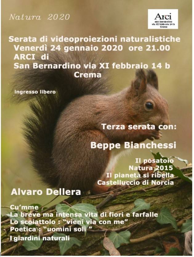 Crema Natura 2020 serata di video proiezioni  naturalistiche e paesaggistiche