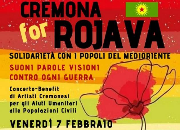 Cremona for Rojava, venerdì 7 febbraio serata-benefit per le popolazioni civili vittime della guerra