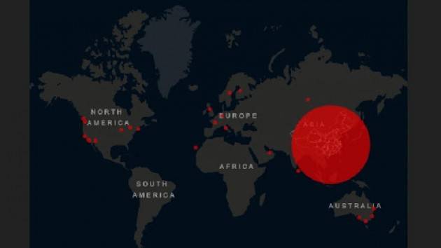 MAPPA MONDO  CORONAVIRUS --- aggiornata