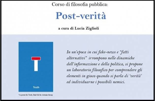 Libreria Convegno Cremona Corso di filosofia pubblica: Post-verità a cura di Lucia Ziglioli