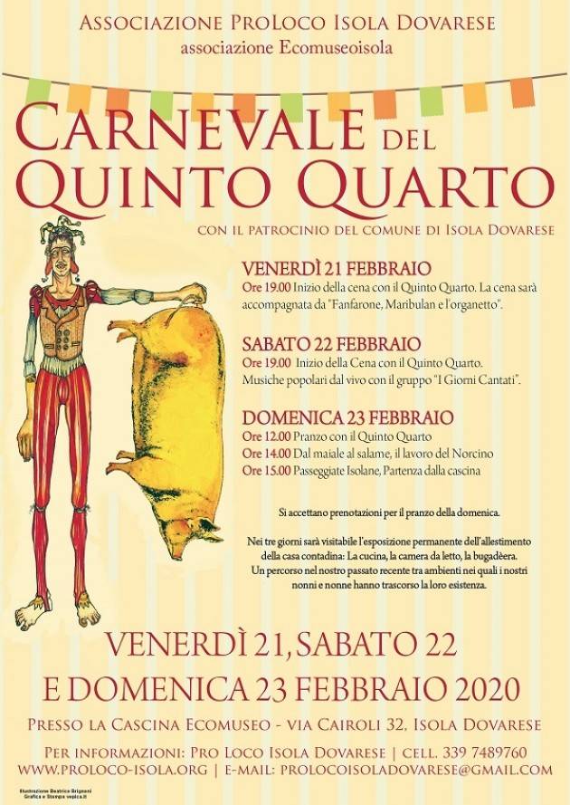 Isola Dovarese  Carnevale del Quinto Quarto 21-22-23 febbraio 2020 