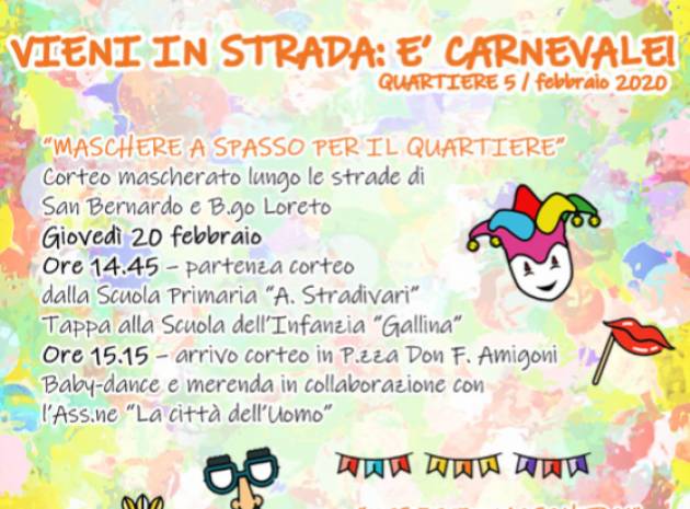 Iniziative per il Carnevale a Borgo Loreto e al Cambonino