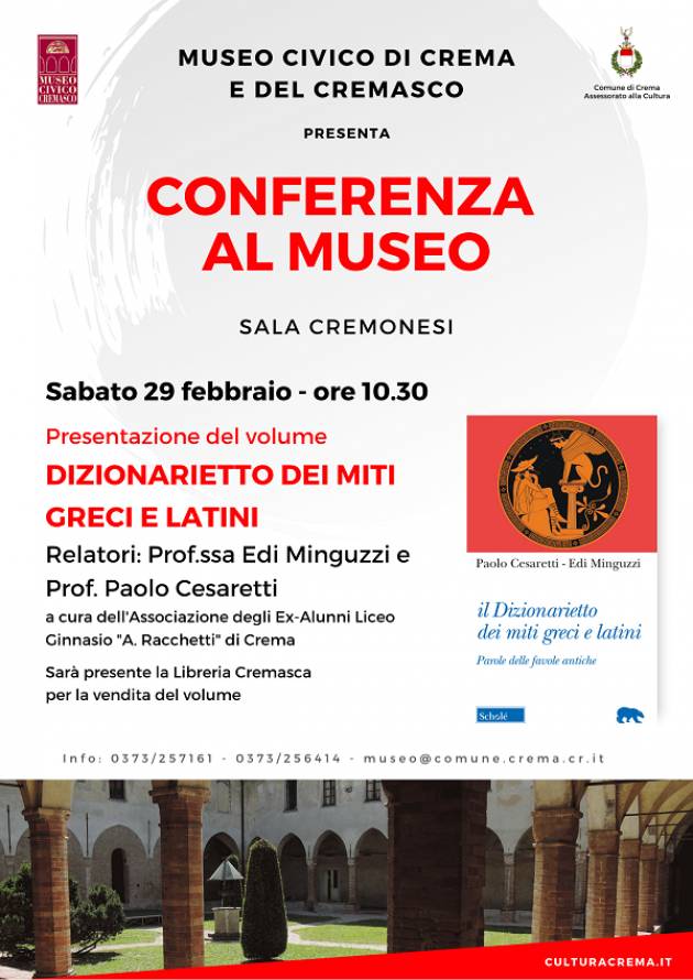 Crema presentazione volume Paolo Cesaretti Il Dizionarietto dei miti greci e latini. Parole delle favole antiche