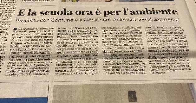 AmbienteScienze Cremona Presentazione programma di sensibilizzazione dei giovani sulle tematiche ambientali.