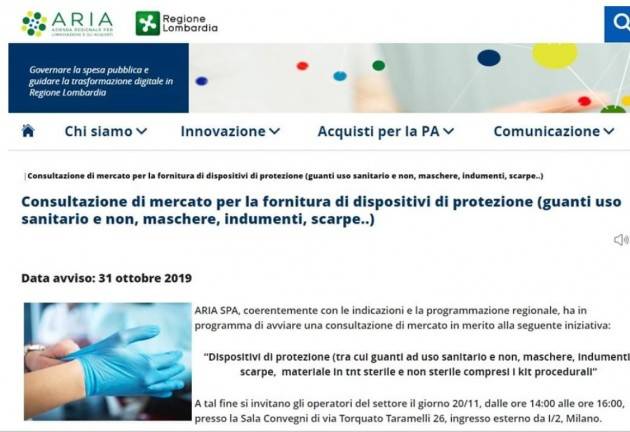 Degli Angeli (M5S Lombardia) mancanza mascherine negli ospedali. Perché questi ritardi? Fontana faccia verifiche.