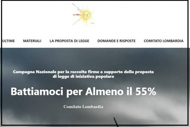 Sito Lombardia per raccolta firme almeno 55%