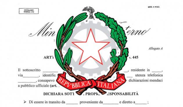 Coronavirus: Ecco il modulo scaricabile per spostarsi