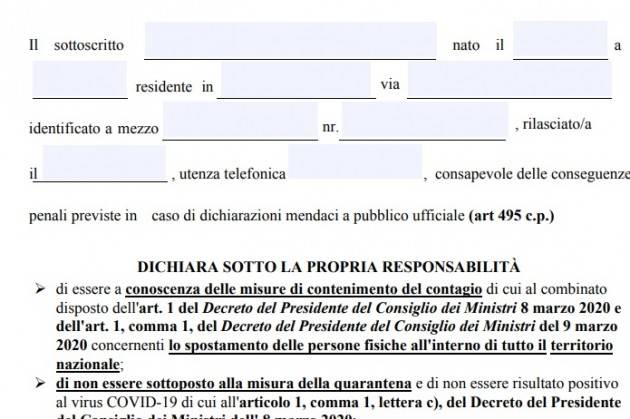 Nuovo modello per le autodichiarazioni