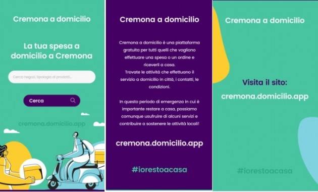 #lottacoronavirus Online Cremona a domicilio, il portale per gli ordini a casa. Progetto di una giovane cremonese e supportato da Dueper Design