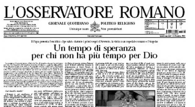 Il Vaticano sospende la stampa dell’Osservatore Romano