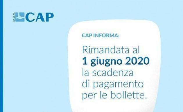 Emergenza Coronavirus Gruppo CAP annuncia il rinvio dei pagamenti delle bollette.