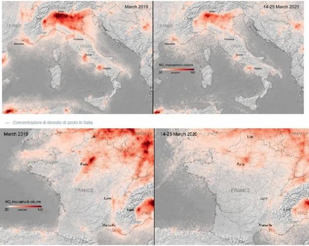 L’Europa vista dal satellite mostra la riduzione dell’inquinamento