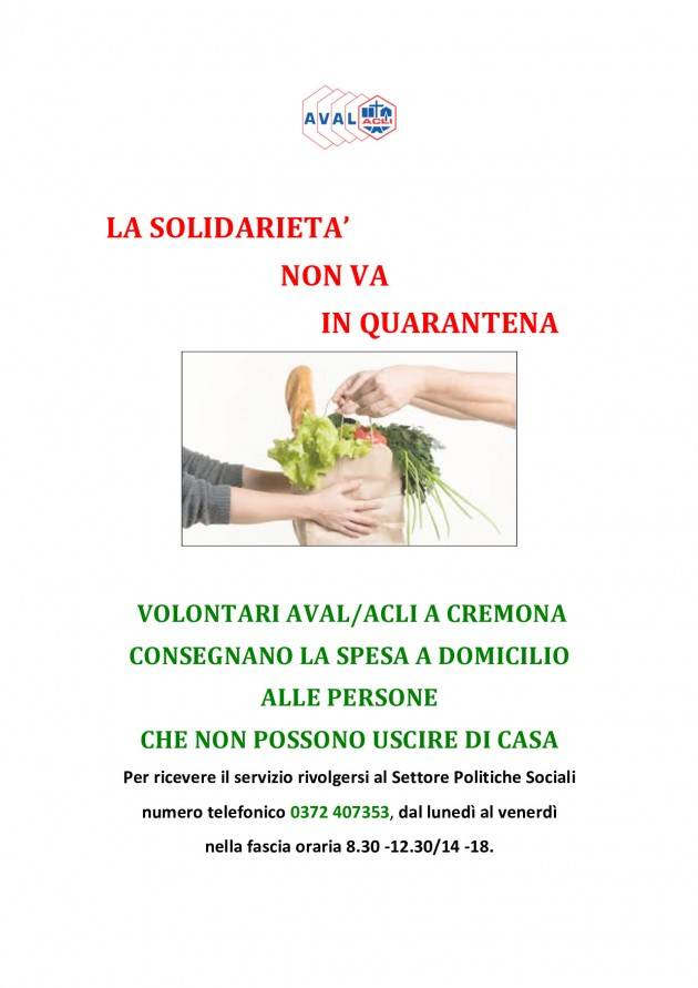 Acli. La solidarietà non va in quarantena