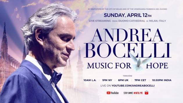 Bocelli in Duomo, a Pasqua, evento mediatico mondiale -VIDEO DIRETTA DOMANI ALLE 19:00