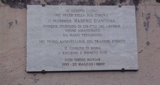 Roma, 20 maggio D’Antona: tenutasi commemorazione giuslavorista con Landini (Cgil)