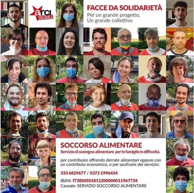 Crema Arci Solidale , soccorso alimentare , facce da solidarietà 