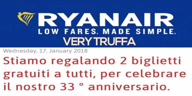 CODACONS CREMONA: TRUFFA RYANAIR E BIGLIETTI GRATIS: E’ ALLARME SU WHATSAPP