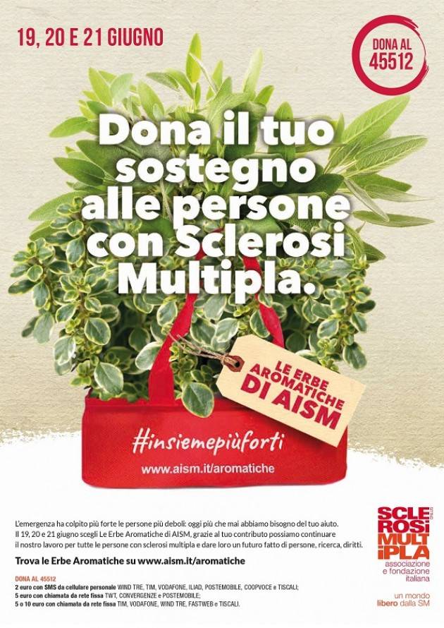 Venerdì 19, sabato 20 e domenica 21 giugno Le ‘Erbe Aromatiche di AISM’ aiutano le persone con sclerosi multipla