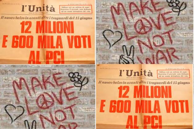 UNA SCRITTA,   di circa 50 anni fa  ‘PACE, LAVORO,LIBERTA’, vota P.C.I.’ di Gerelli Sante (Gussola)