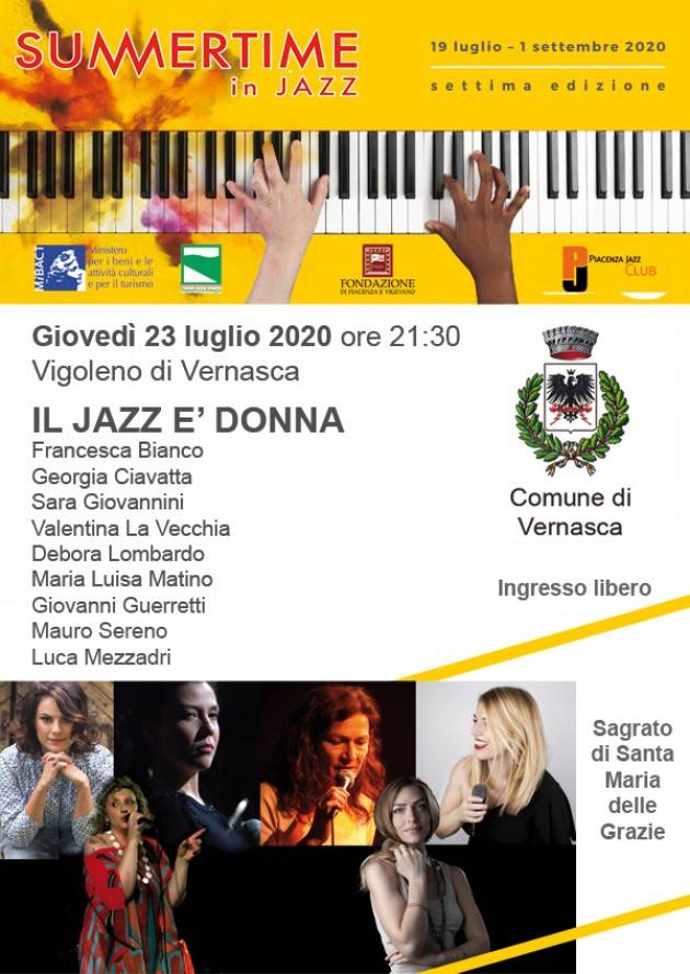 SUMMERTIME IN JAZZ  prosegue con Vigoleno il 23/7  e Morfasso il 25/7