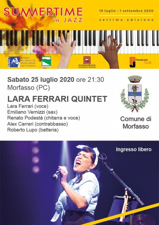 SUMMERTIME IN JAZZ  prosegue con Vigoleno il 23/7  e Morfasso il 25/7