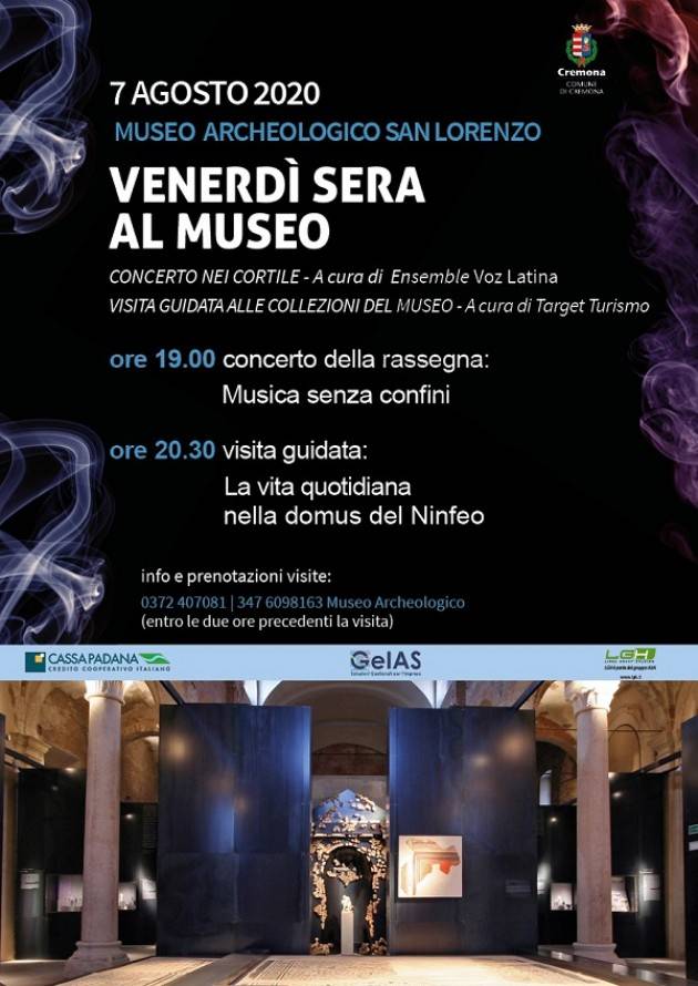 Cremona  Venerdì sera al museo: il 7 agosto appuntamento all’Archeologico di via S. Lorenzo