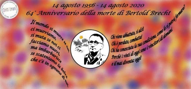 CNDDU ricorda la figura del poeta Bertold Brecht, scomparso 64 anni fa (14 agosto 1956).