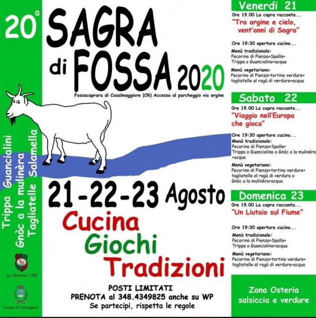 Sta per iniziare la 20° Sagra di Fossa :21-22-23 agosto