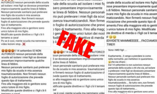 CATENA SU FACEBOOK DEL 14 SETTEMBRE E LA SCUOLA: E' UN FAKE