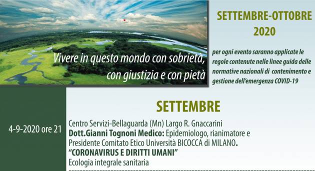 Viadana primo incontro rassegna ‘mese eco-virtuoso’ con il dott. GIANNI TOGNONI,  medico, esperto di epidemiologia