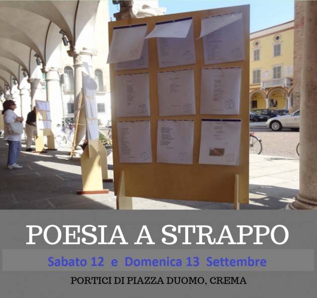 Crema 25esima edizione di Poesia A Strappo intitolata: DISTANZA il 12 e 13 settembre